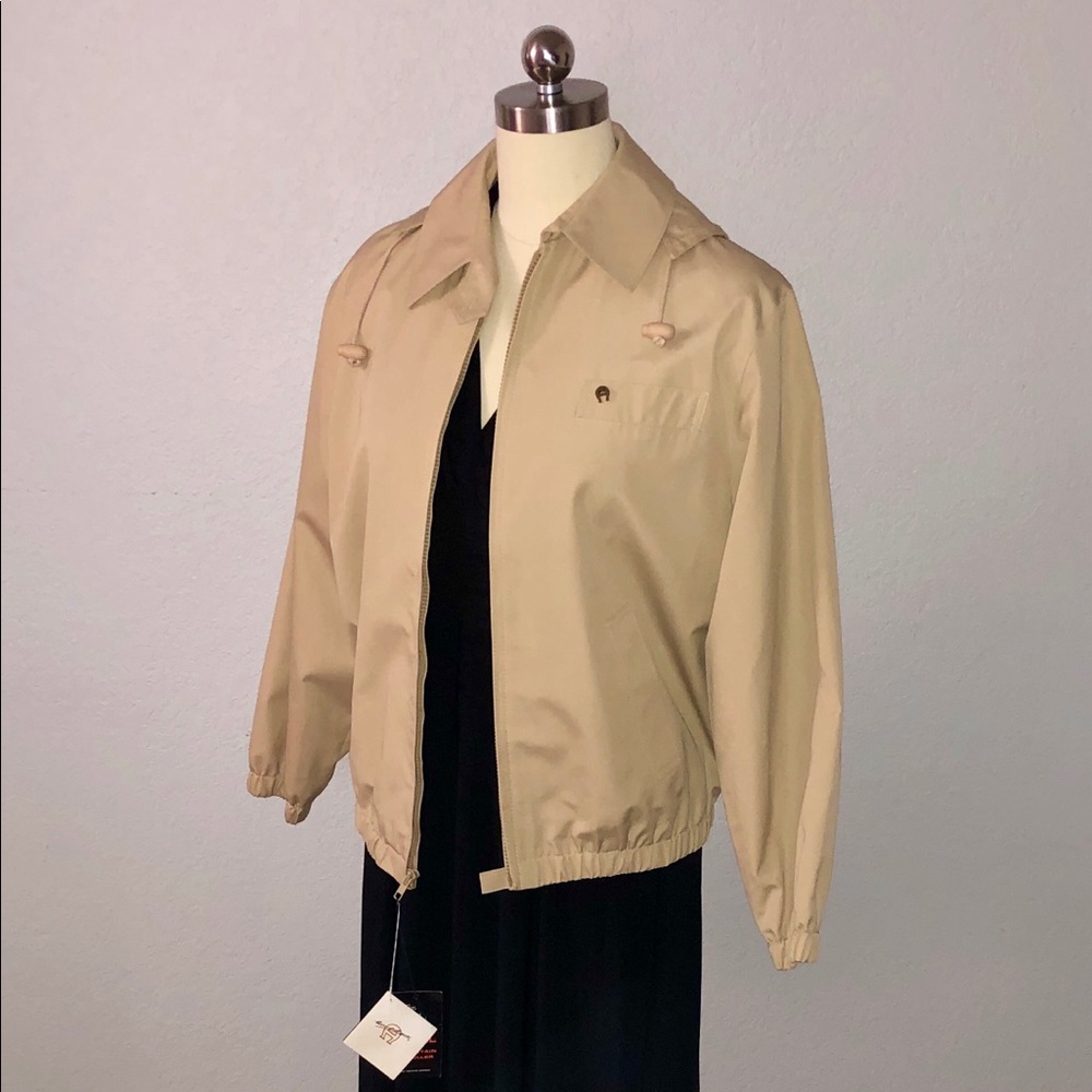 NWT Etienne Aigner 6 Fern Beige Hooded Raincoat
